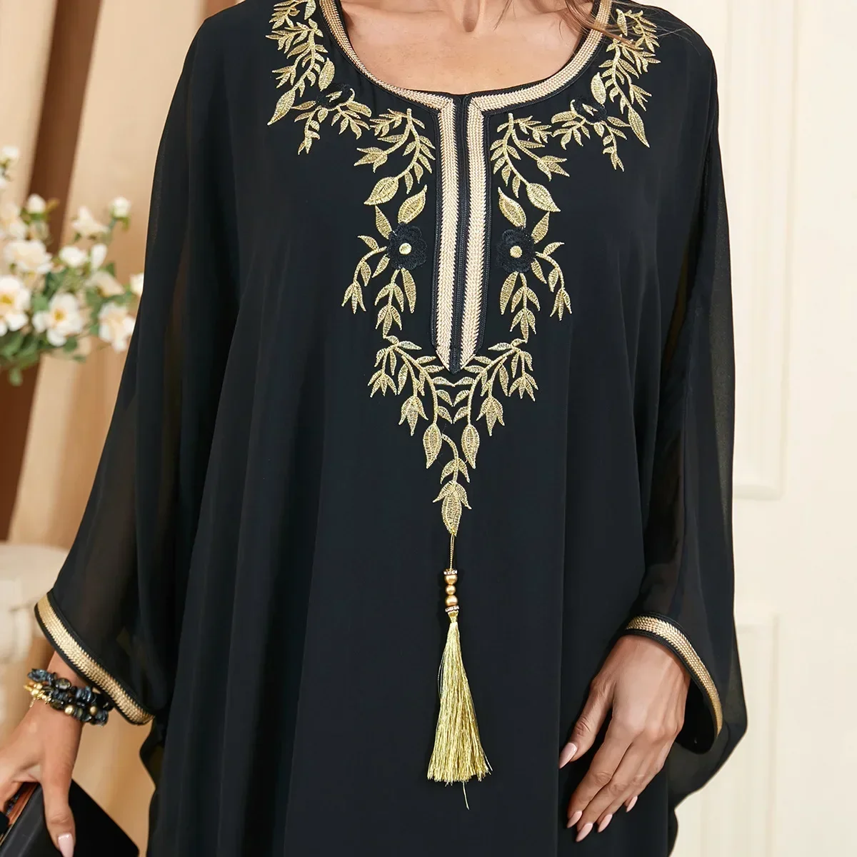 Dubai Abaya Turkey Muslim Dress Black Embroidered Plus-size Dress Fashion Summer Abayas for Women Woman Musulman Robe Vestidos