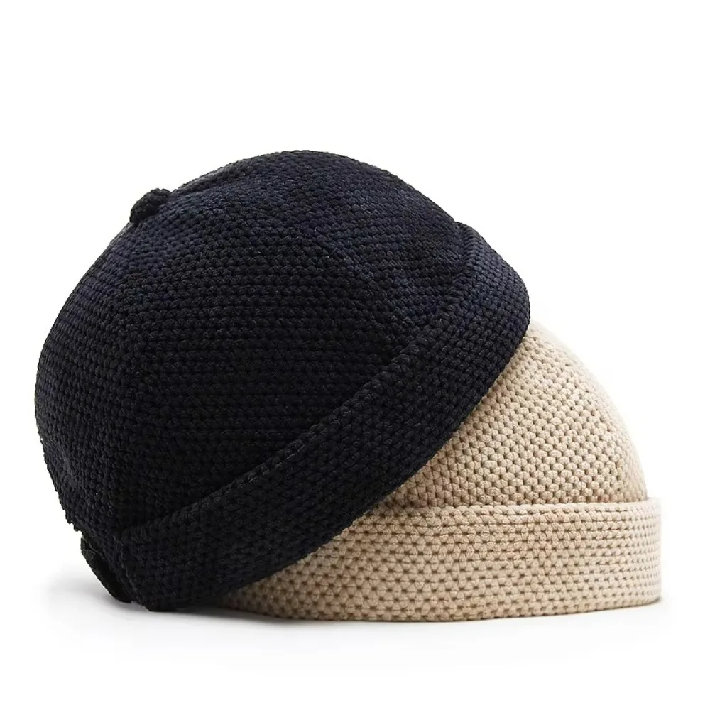 Gorra Docker sin ala Retro a la moda, gorro con cúpula de algodón de Color sólido, gorro ajustable transpirable para propietario, Unisex