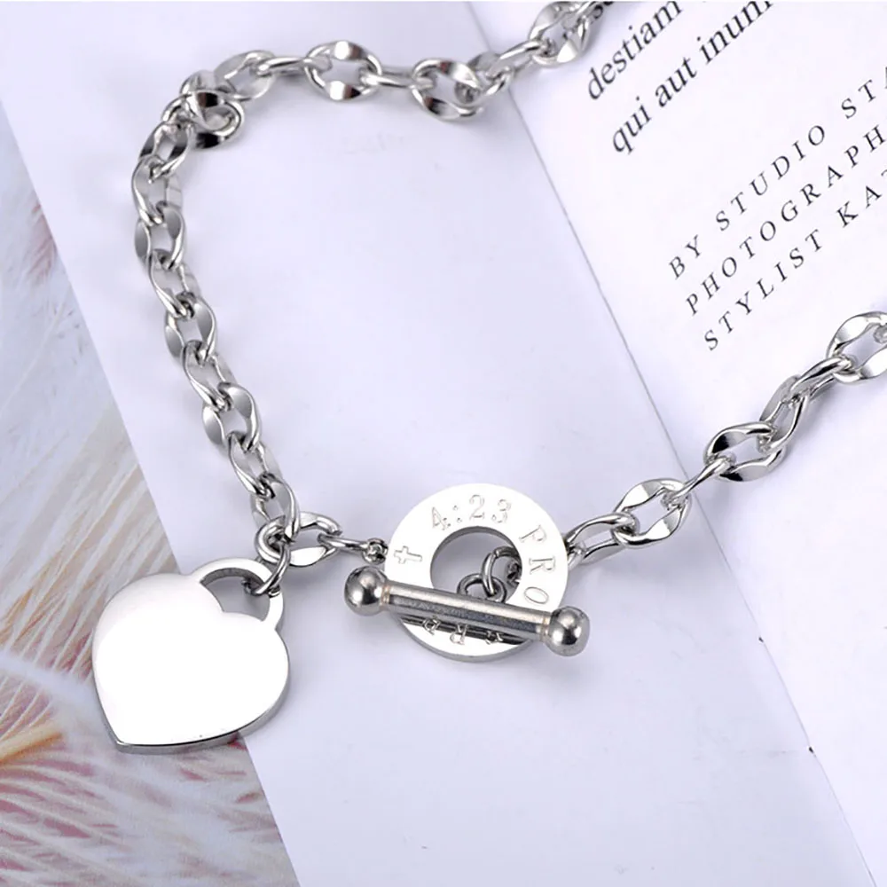 Neo-Gothic Stainless Steel Love Heart Charm Pendant Necklaces For Women Religious Bible Proverbs Chain Necklace AN19085