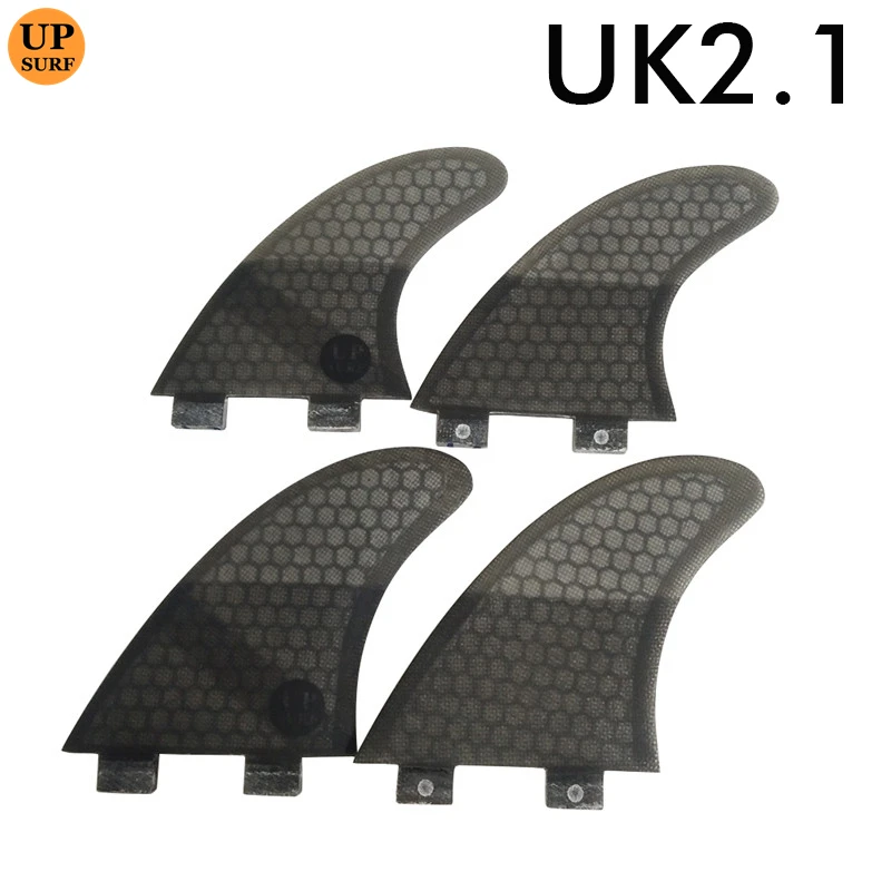 

Sup Board Double Tabs Quad Fin Set UK2.1 Grey Color Fiberglass Honeycomb Surf Fins Good Quality SurfBoard Accessories