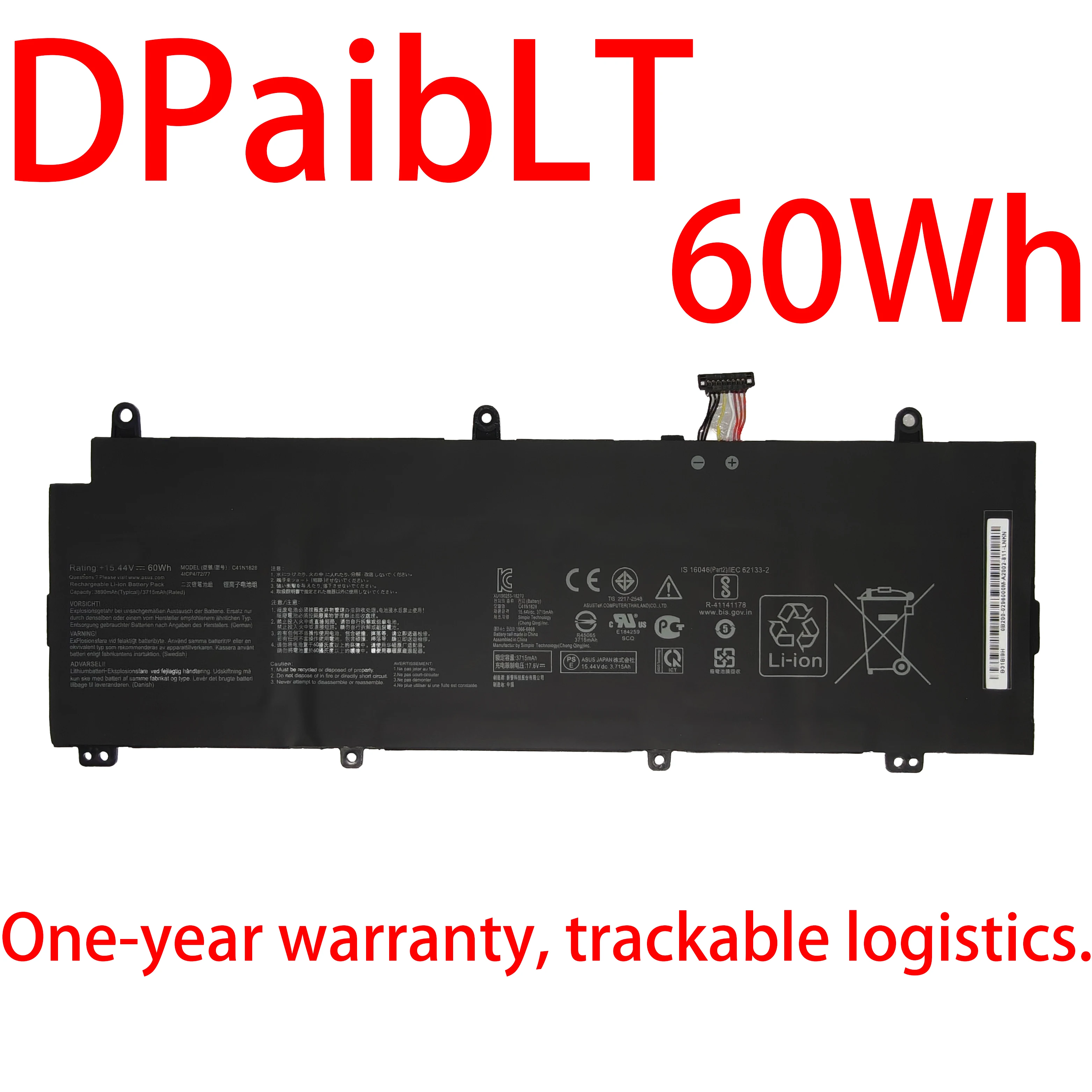 

DPaibLT NEW 60Wh 15.44V C41N1828 LAPTOP BATTERY For ASUS ROG Zephyrus S GX531GW GX531GV GX531GWR GX531GX GX531GXR GX531GV-ES003T