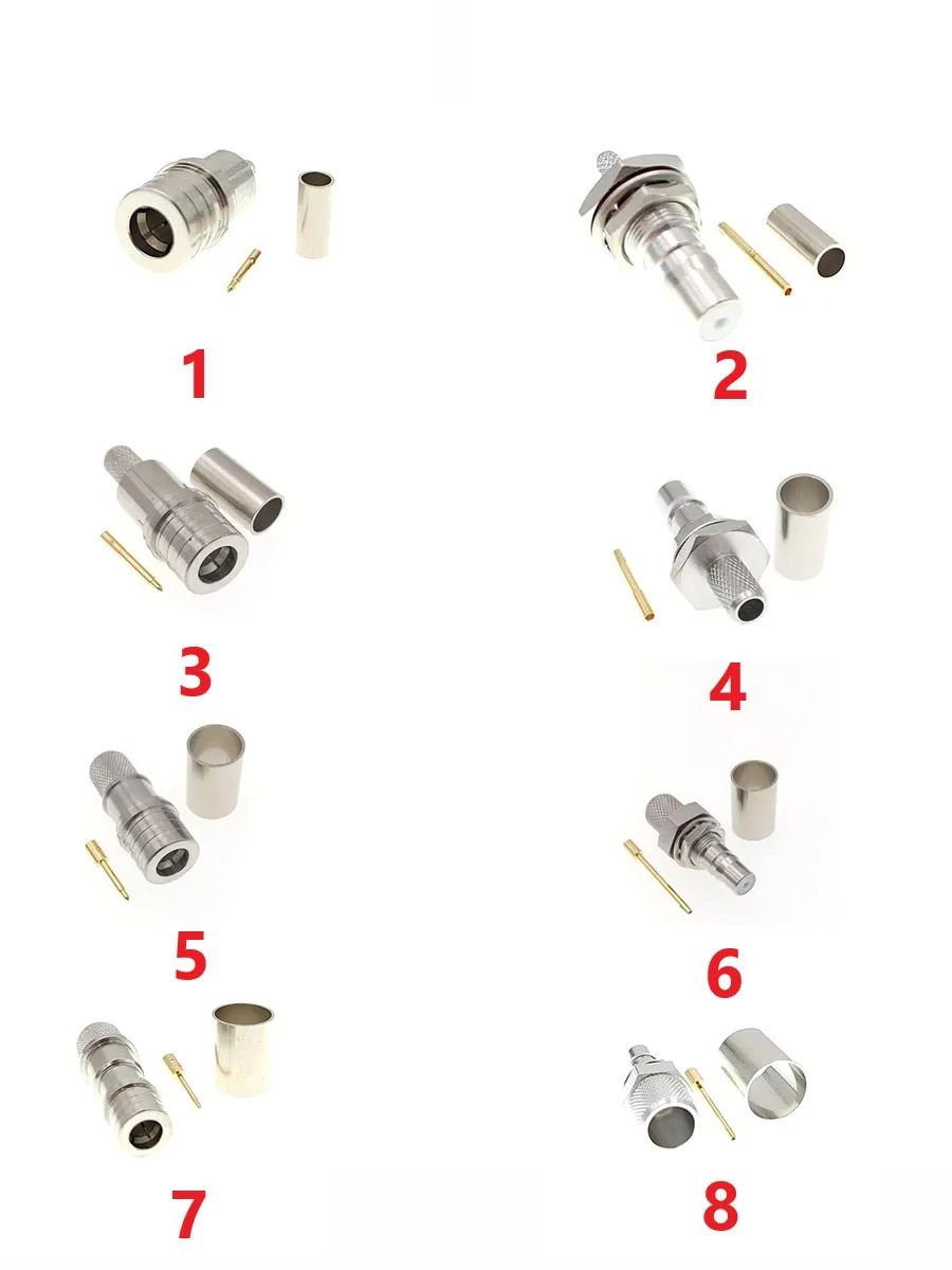 QMA Male Female RF Adapter Connector Crimp For RG316 RG174 RG179 RG188 LMR100 RG58 RG400 RG142 LMR195 RG6 RG5 LMR300 5D-FB