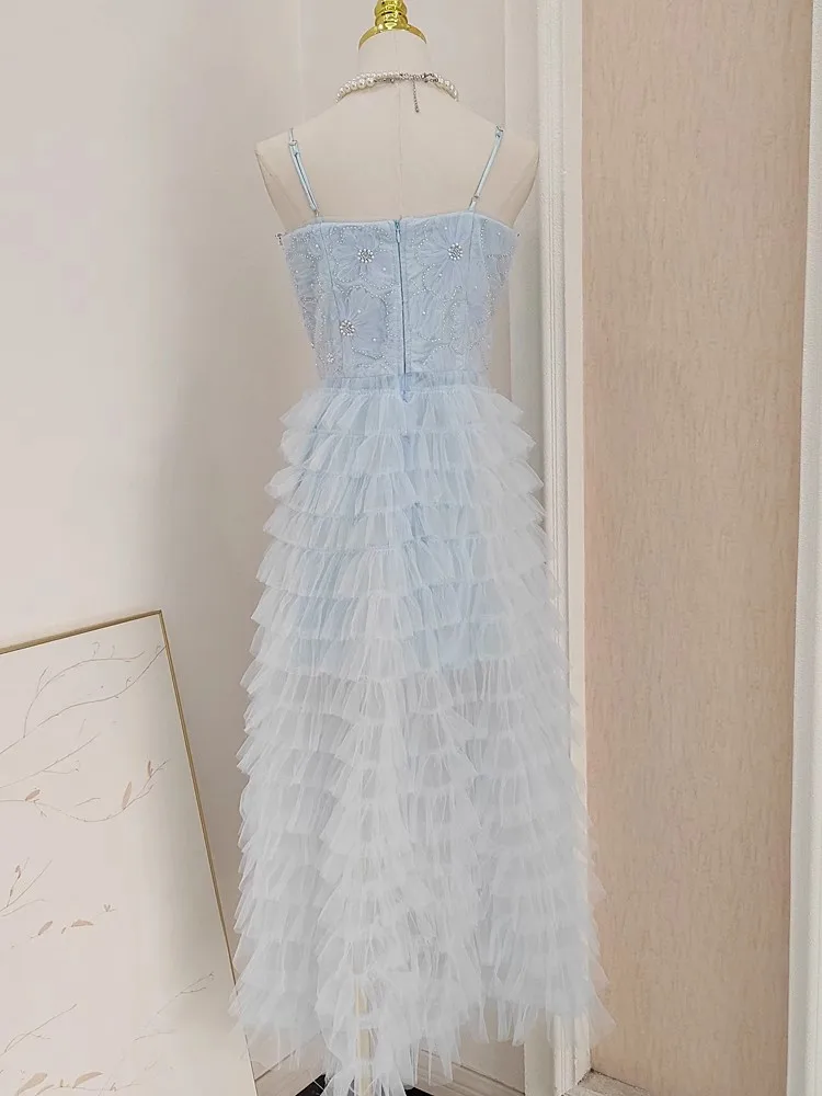 Robe de soirée de Rhsexy sans bretelles pour femmes, diamants en cristal, maille à paillettes perlées, broderie de fleurs, dentelle de tulle, designer de luxe