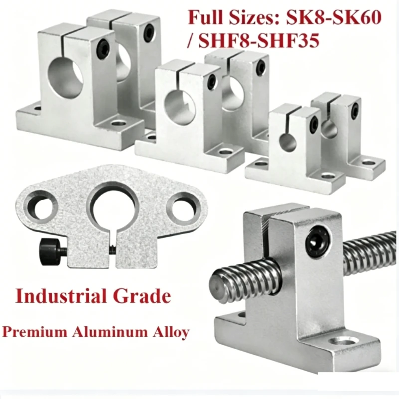 1/2/4pcs High Precision Linear Shaft Support SK8 SK10 SK12 SK16 SK20 SK25 SHF8  SHF16 Aluminum Guide Rail Support for CNC Parts