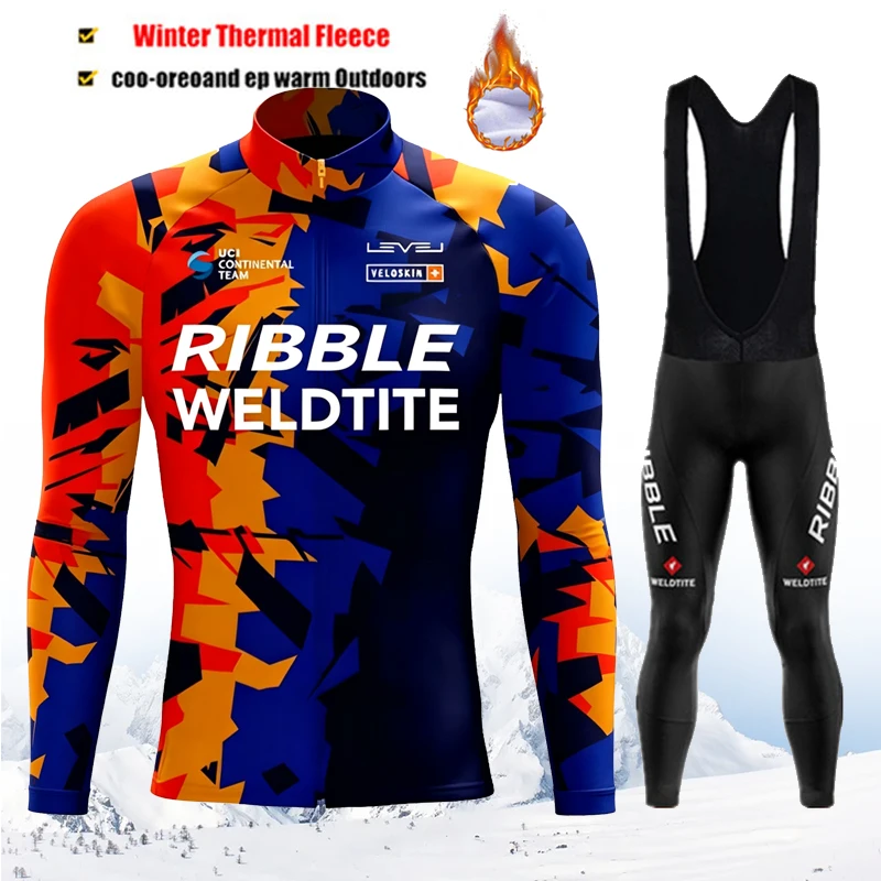 2027 Men Winter Windproof Cycling Jersey Set Thermal Fleece Bicycle Clothing Suit MTB Cycling Jacket 19D Gel Pants Sportswear