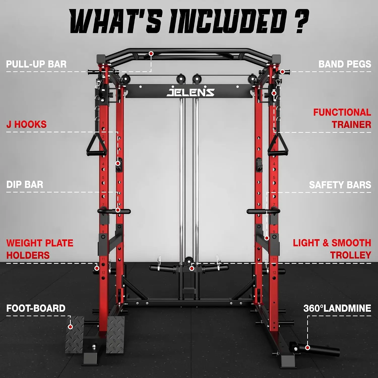 Home Gym Power Cage Cable Crossover System Squat Rack Attachments 2000 Pound Capacity - view 3