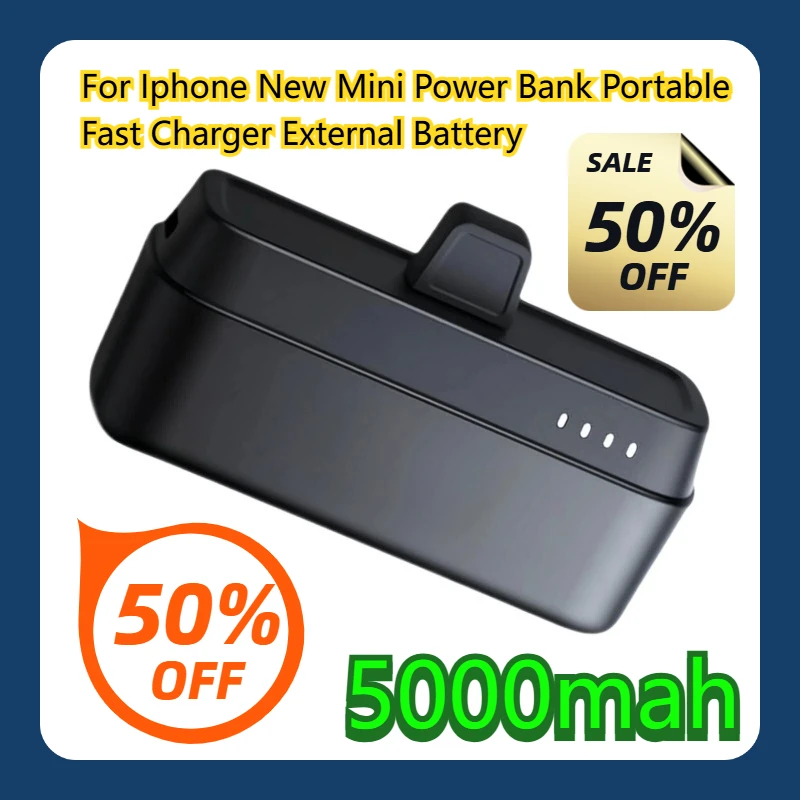 

For Iphone New 5000Mah Mini Power Bank Portable Fast Charger External Battery