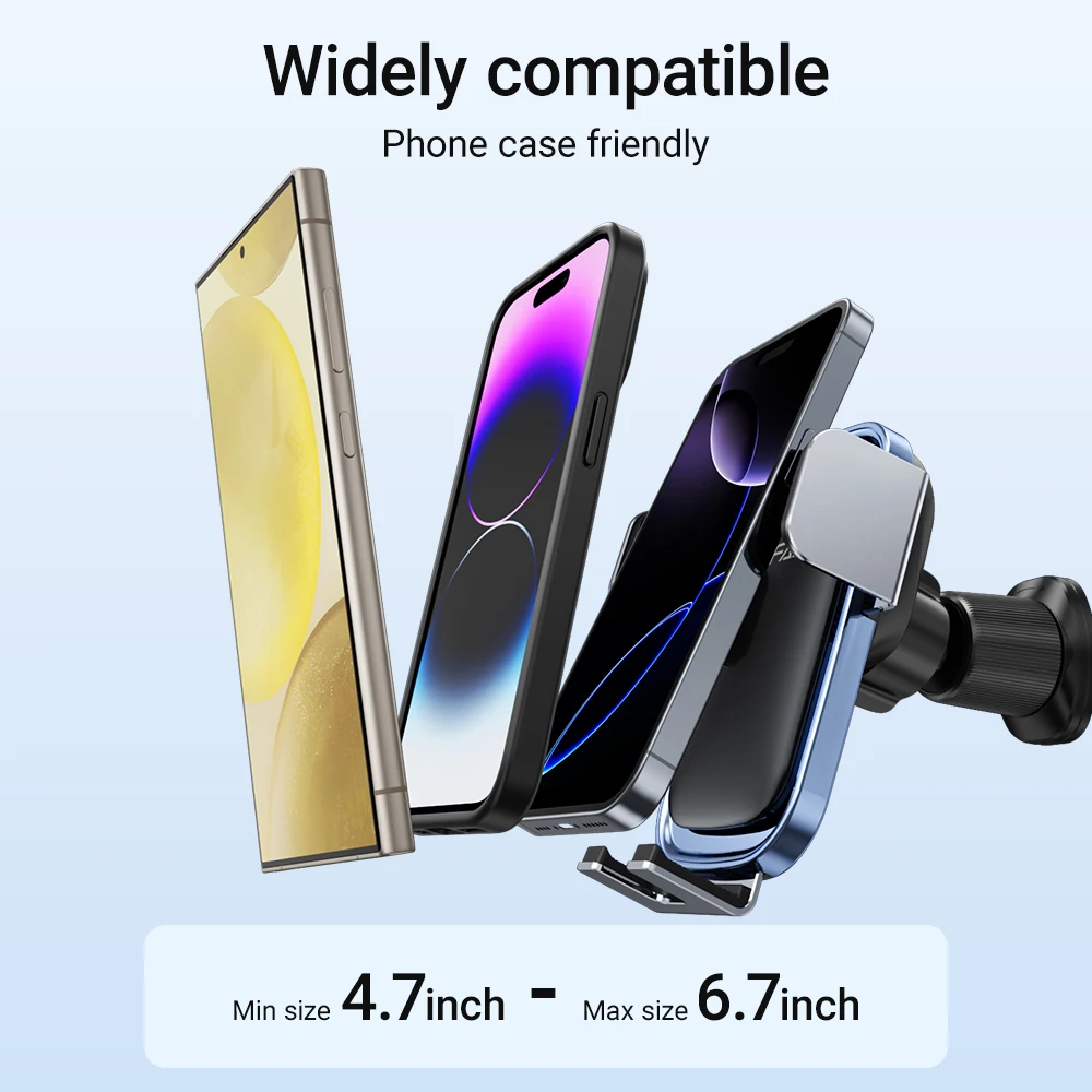 ACEFAST Универсальный электрический держатель для телефона на солнечной энергии в автомобиле для iPhone 16/15/14 Pro Max, зажим для вентиляционного отверстия, кронштейн для мобильного телефона