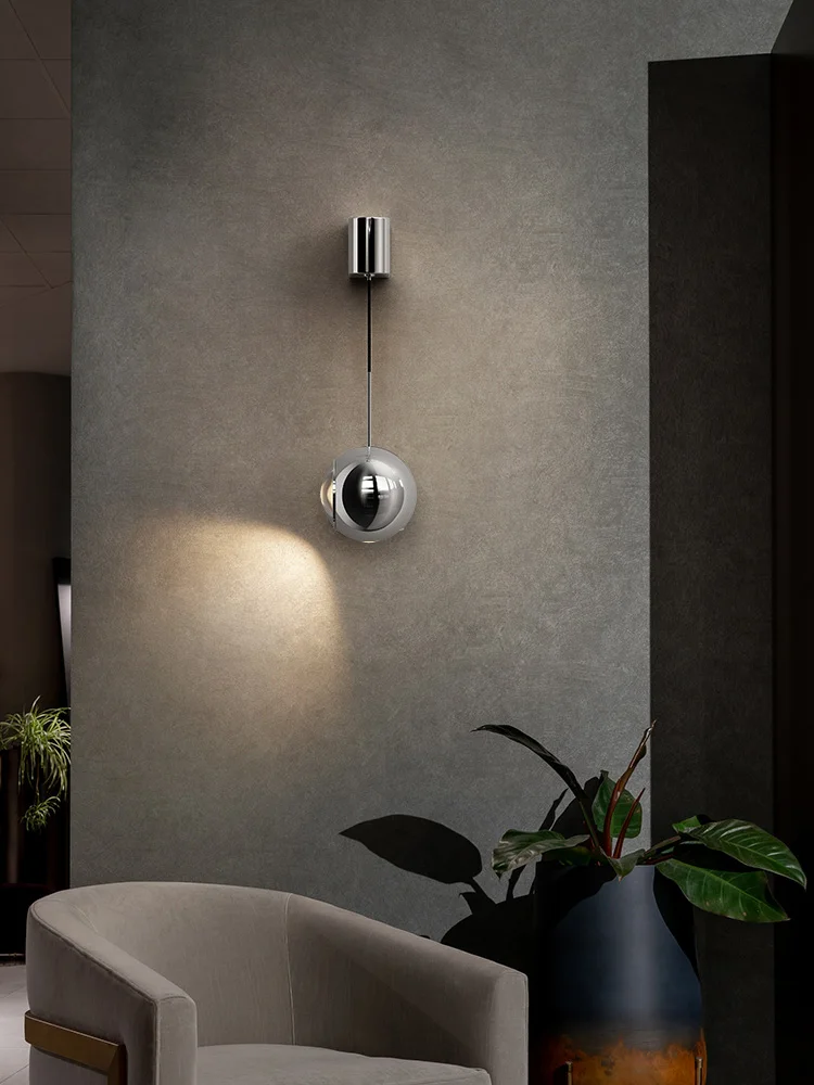 مصباح جداري لغرفة النوم بجانب السرير، مصباح إيطالي بسيط فاخر قابل للتعديل، مستشعر مسح يدوي يعتم، مصباح خط معلق