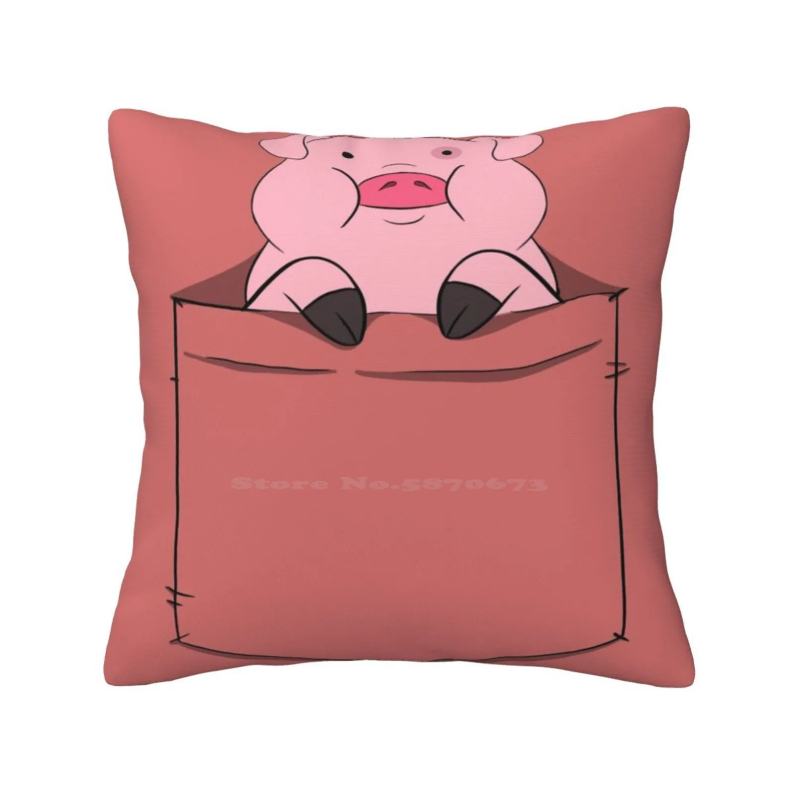 Waddles Soft Comfortable Pillowcase Mabel Pig Waddles Duck Wobbles Pink Cute Lovely Kawai Cartoon Fan Art Simple Minimal