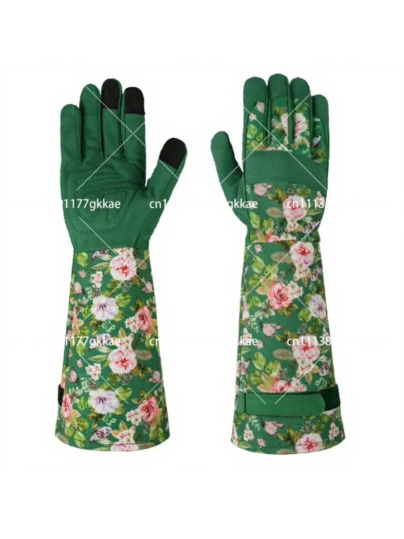 Women's Breathable Cowhide Gardening Gloves, Non-Slip Wear-Resistant, Extended Cuff Stab-Proof Design for Outdoor Work