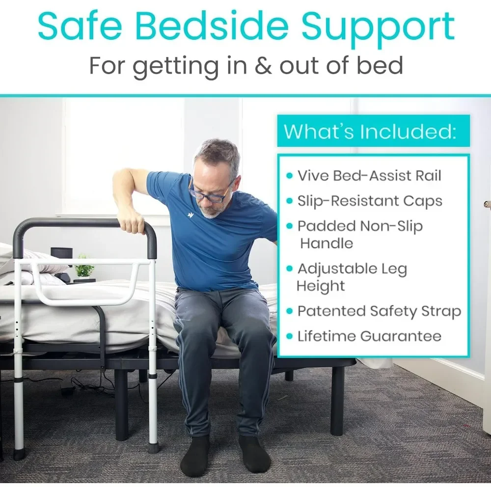 Bed Assist Rail - Adult Bedside Standing Bar for Seniors, Elderly, Handicap Adjustable Fall Prevention Safety Handle Guard