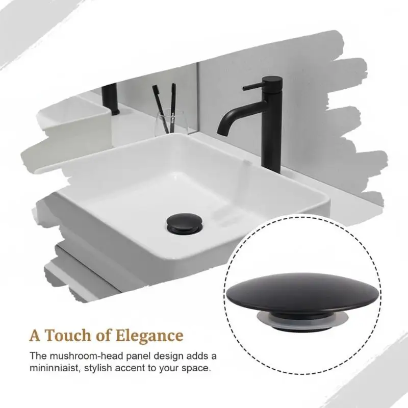 Basin Sink Waste Plug 66mm Chrome  Up Cap Push Button Click Clack Replacement For Kitchen Bathroom Leakproof Design
