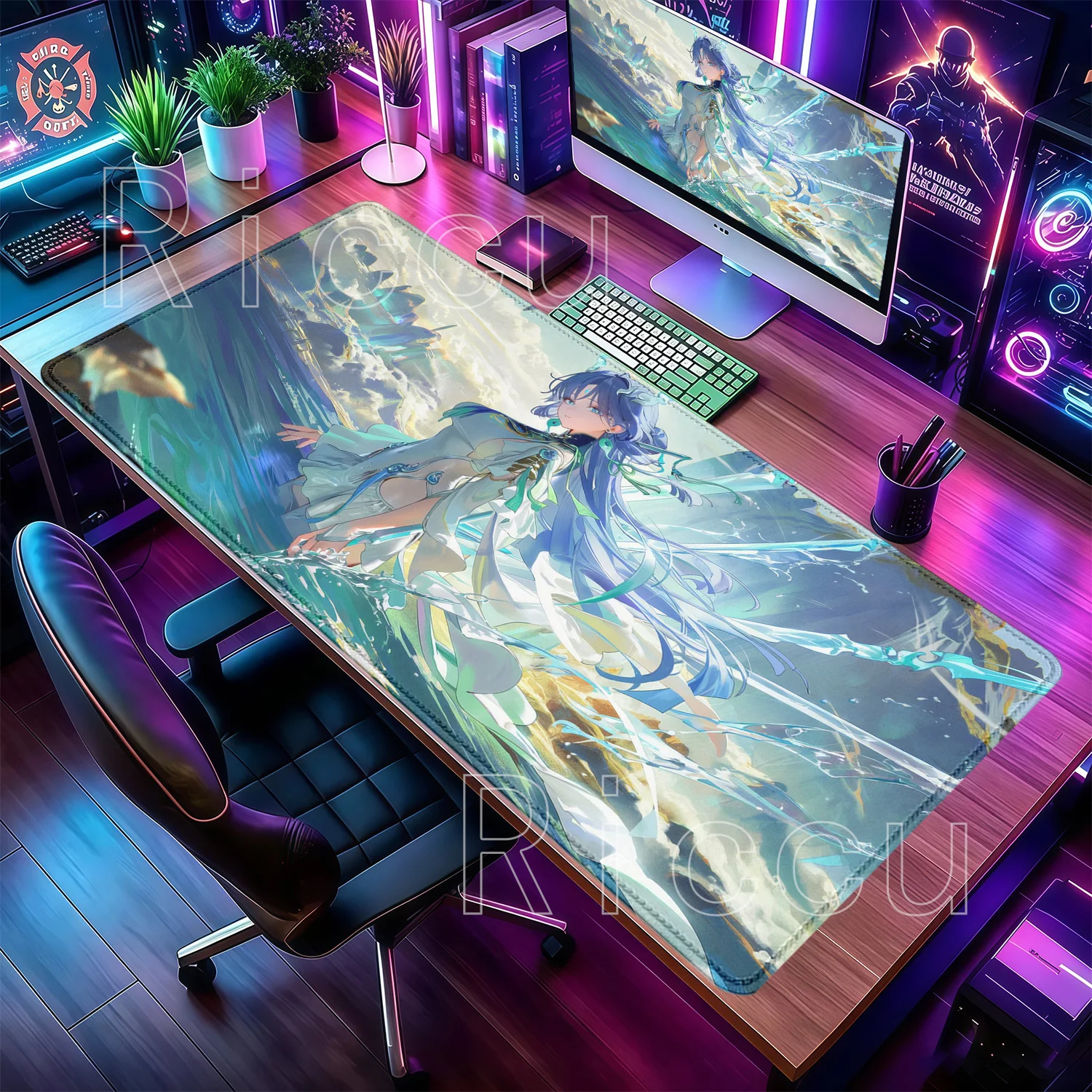 Mousepad Qingxiao Gaming Wuthering Waves Overlock Keyboard Non-slip Base Mousepad Large Offices Accessories HD Printing Desk Mat