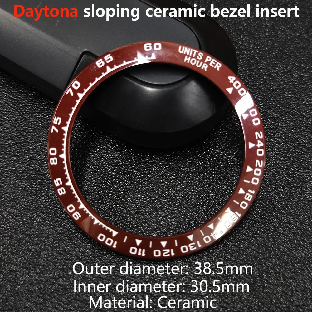 38.5MM Sloping Ceramic Bezel Insert Daytona Bezel No Luminous Watch Repair Parts Watch Accessories