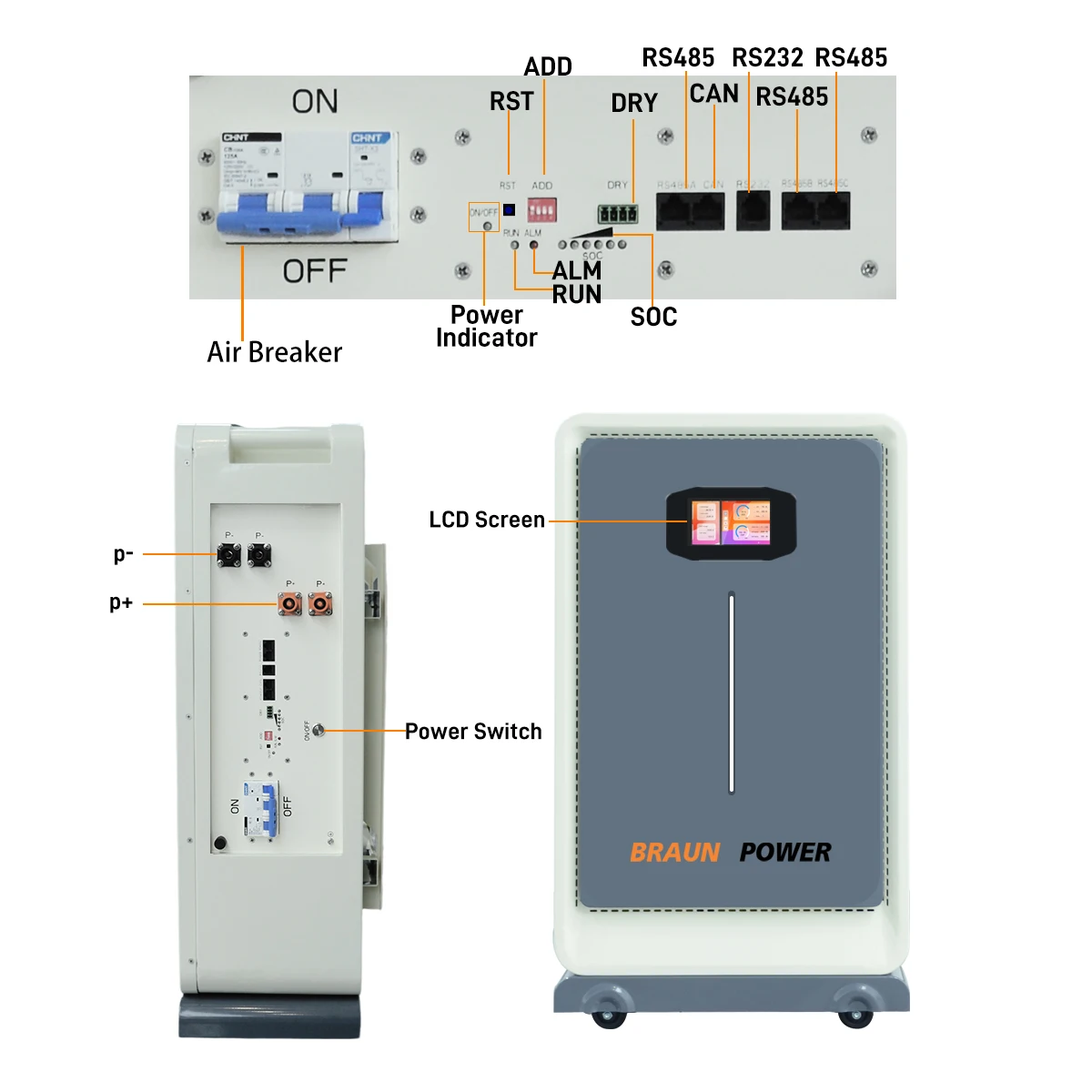 PL EU 16kwh 48V 314AH LiFePO4 Lithium Battery Pack Solarbatterie 17KWH 51.2V 330AH CAN RS485 Solar Energy System ESS