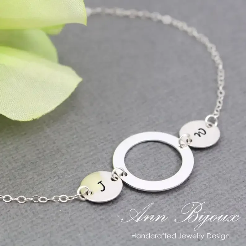 

Personalized Initial Chain Link Bracelet, Hand Stamped Family Initial Bracelet, Mother Bracelet, Grandma Initial Bracelet, Mommy