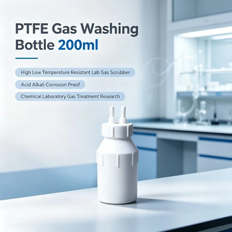 PTFE Gas Washing Bottle 200ml – High/Low Temperature Resistant Lab Gas Scrubber, Acid & Alkali Resistant, Corrosion-Proof