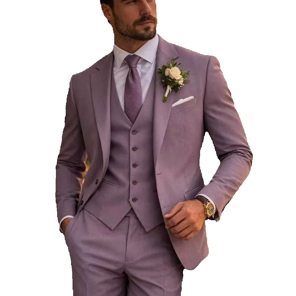 Lavender 3 Piece Men's Suit Li - Men Formal Wear With Blazer 评论和价格