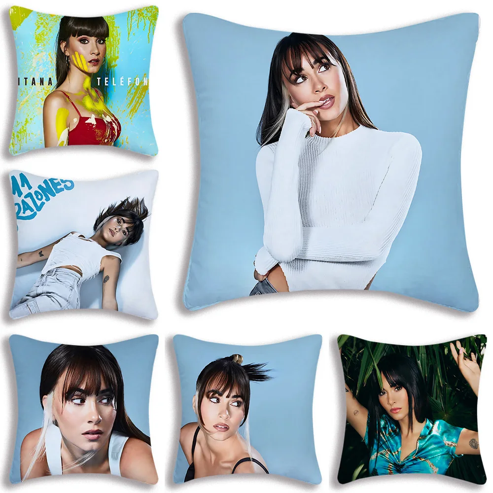 Fundas de almohada Singer a-aitana Ocana, funda de cojín de felpa corta, estampado de doble cara, dibujos animados, sofá decorativo para el hogar