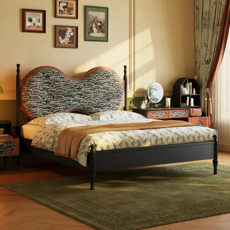 French Girls Black Bedroom Bed Double Set Modern Princess King Size Beds Loft Hotel Wooden Camas De Dormitorio Home Furniture