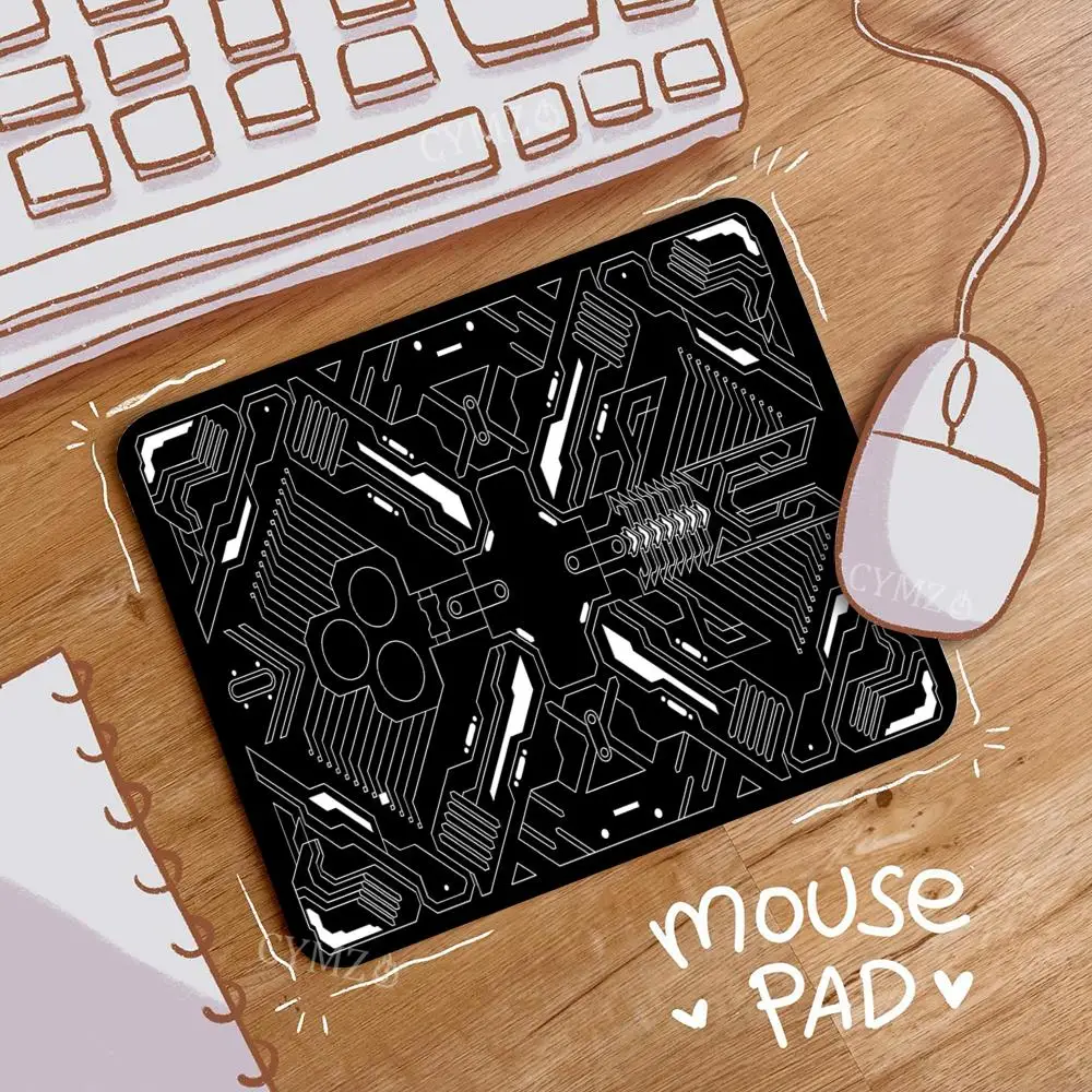 

Mecha-style chip pattern design small Mouse Pad Desk Mat offices accessories gaming mouse mat Non-Slip Durable Stitched Edge