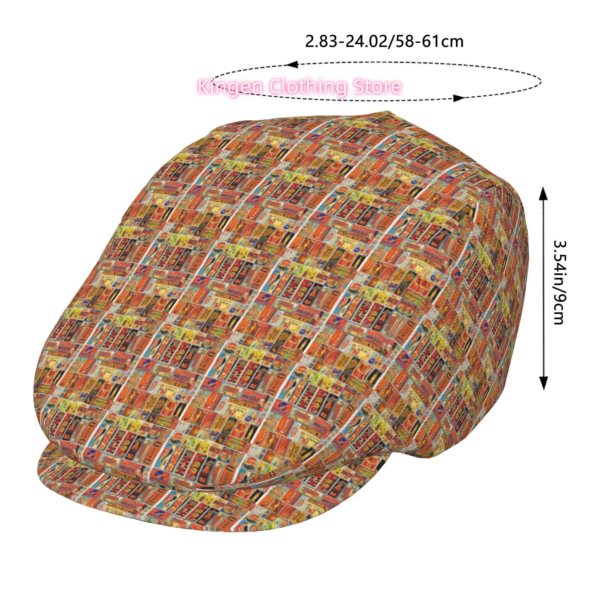 1pc Retro Soda Poster Collage All-over printed beret, retro newsboy cap, unisex, a must-have fashion accessory for outdoor leisu