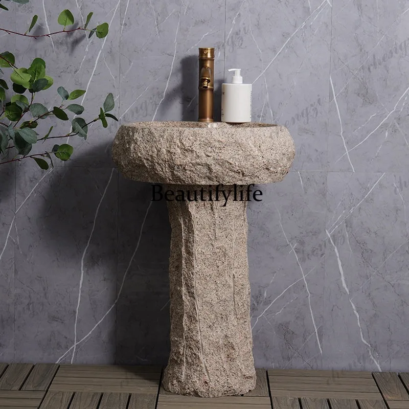 Factory direct sales natural stone washbasin outdoor courtyard washbasin column basin simple stone washbasin