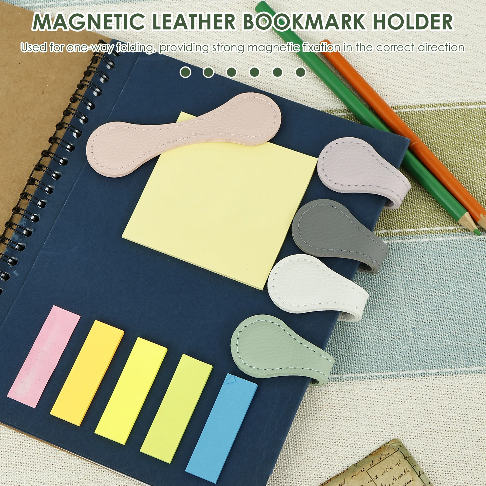 

5 шт. текстурированные магнитные закладки для учителей, студентов, персонализированные кожаные закладки, разные цвета, двухсторонняя магнитная книга