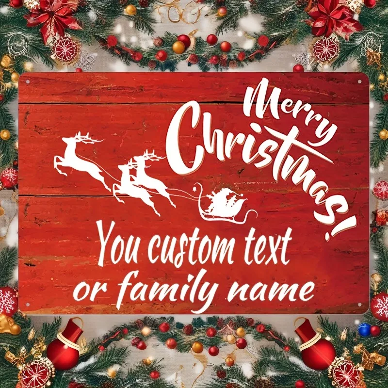 1pc 2D Flat Custom Christmas Name Aluminum Sign 8x12Inch 20.32x30.48cm, Vintage Home Dining Bar Cafe Garage Wall Decor, Decorati