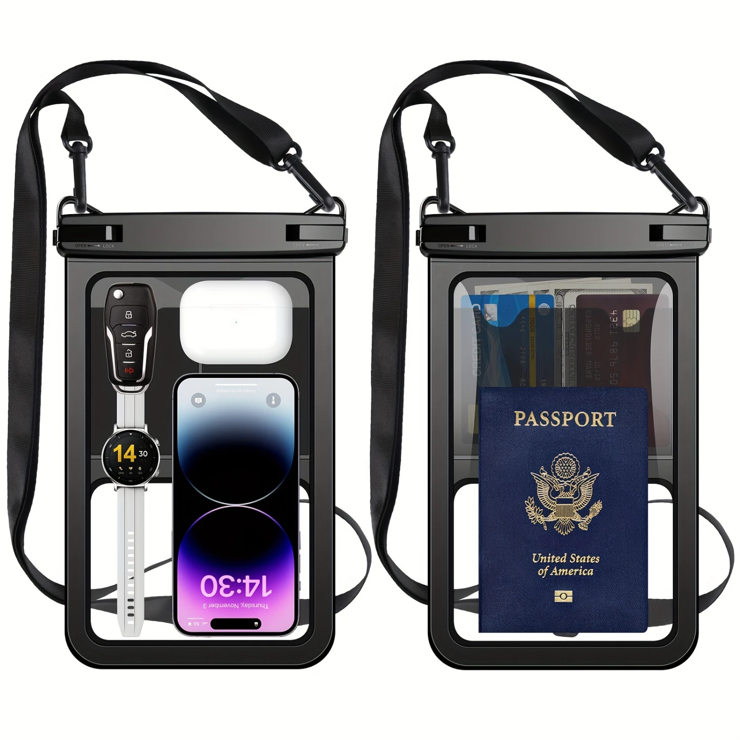 2 Pack Large Capacity Waterproof Phone Pouch For  15 14 13 12 11 Pro Max 15 Plus Vacation Swimming Surfing Boating  Dry Bag