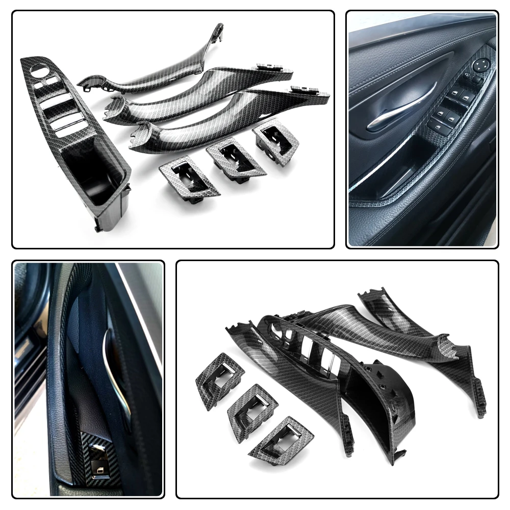Left Drive LHD/RHD Carbon Fiber Car Interior Door Handle Pull Fit For BMW 5 series F10 F11 520d 525d 530d 535i view 5