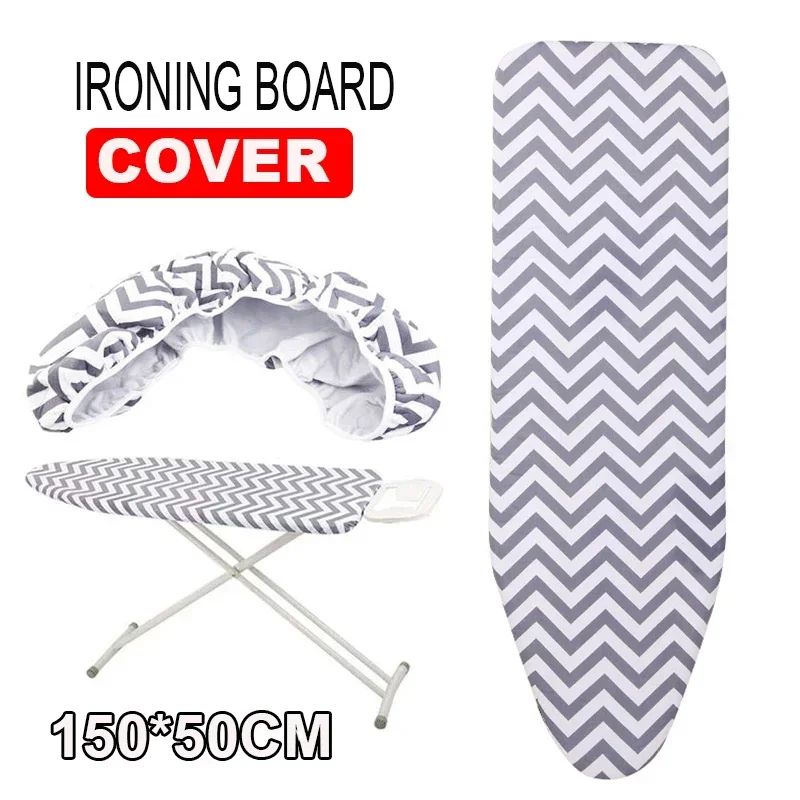 

Simple Ironing Board Cover Cotton Padded Ironing Board Replacement Cloth Cover Blue Stripe Dust Cover Washable 150x50cm