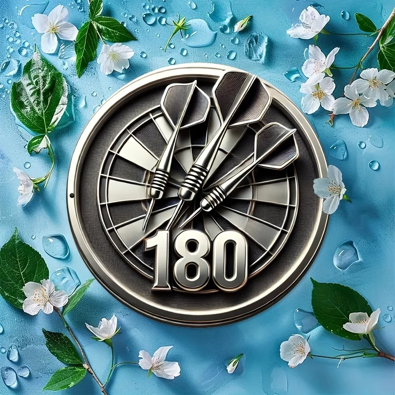 2D Flat, 180 Points Medal Plaque - Retro Metal Circular  Tin Plaque, Perfect for Living Room, Garage Decoration, Perfect Gift