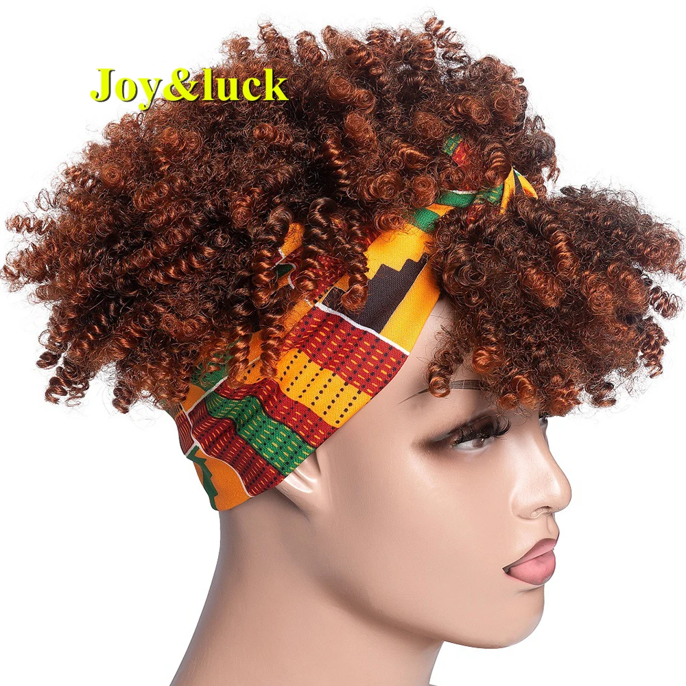 Synthetic Afro Kinky Curly Headband Wig Colored Hair Band High Quality Wigs With Bangs For Women Daily Use