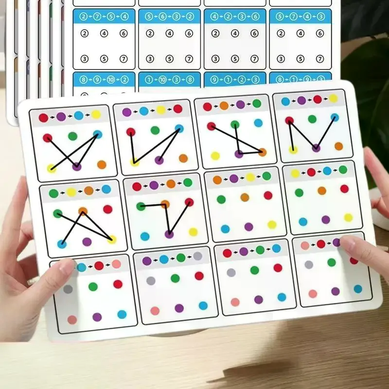 ชุดแบบฝึกหัดการจดจำสีสำหรับเด็กอนุบาลพร้อมการ์ดเชื่อมโยงการเรียนรู้ตัวเลขและของเล่นฝึกการประสานงานระหว่างมือและตา