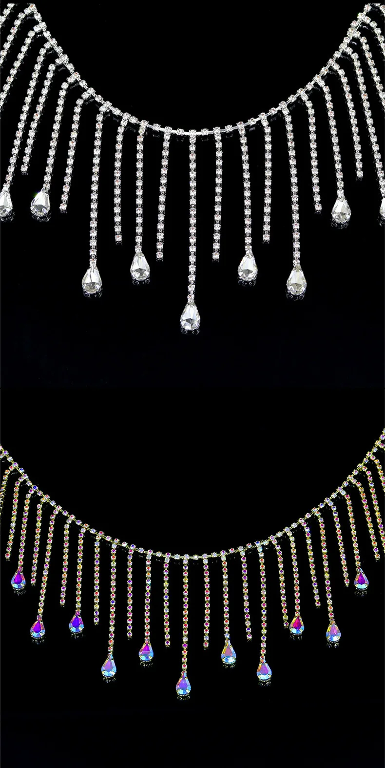 10 Yards Strass Unregelmäßige Quaste Kette Glitter Kristall Diamant DIY Kunst Auto Hochzeit Party Geschenk Dekoration Strass Band – Detail 3