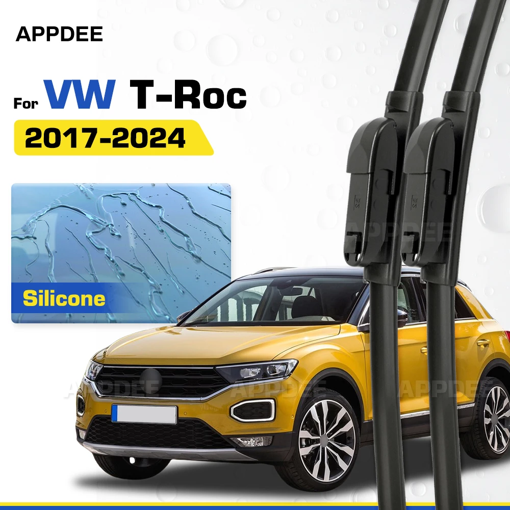 

Silicone & Rubber LHD&RHD Front Wiper Blades Set For Volkswagen VW T-Roc 2017-2024 Coated Windshield Windscreen Window Brushes