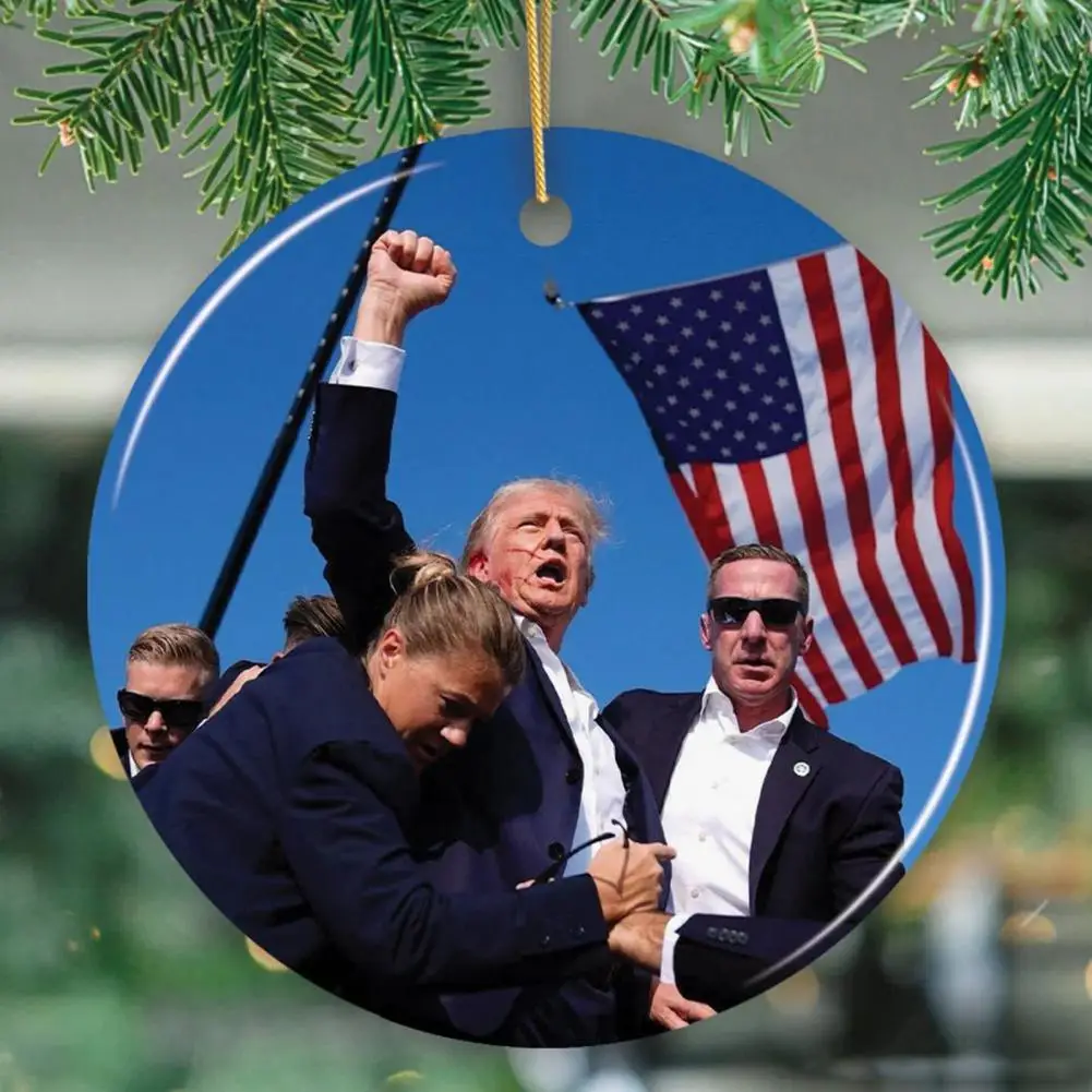 President-inspired Tree Ornament American President Election Decorations Set 2pcs Acrylic Heart Shape Ornaments for Indoor