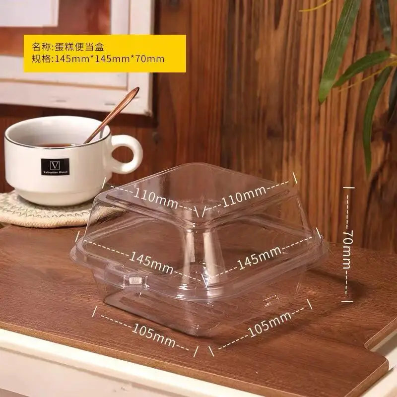 Customized Tiramisu Box Disposable Transparent Sandwich Dessert Bento Box Takeaway Burger Cake Packaging Blister Box
