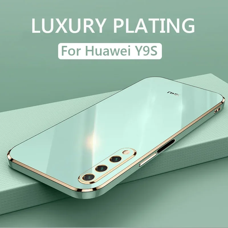 Luxury Square Plating Phone Case For Huawei P Smart Pro 2019 Y9S ShockProof Soft TPU Silicone Back Cover Fundas