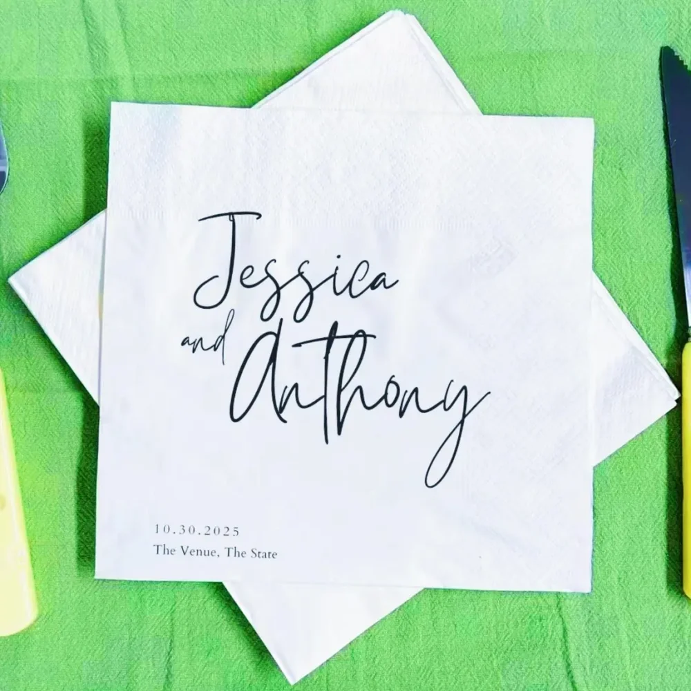 

50 pcs Custom Personalized Wedding Napkins,Cocktail Napkins,Custom Napkins,Personalized Napkins,Rehearsal Dinner,Wedding Favors