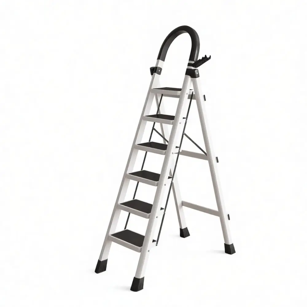 Household Folding Step Ladder Carbon Steel Portable Climbing Tool Indoor Multifunctional Stool Heavy Duty Stable Rack
