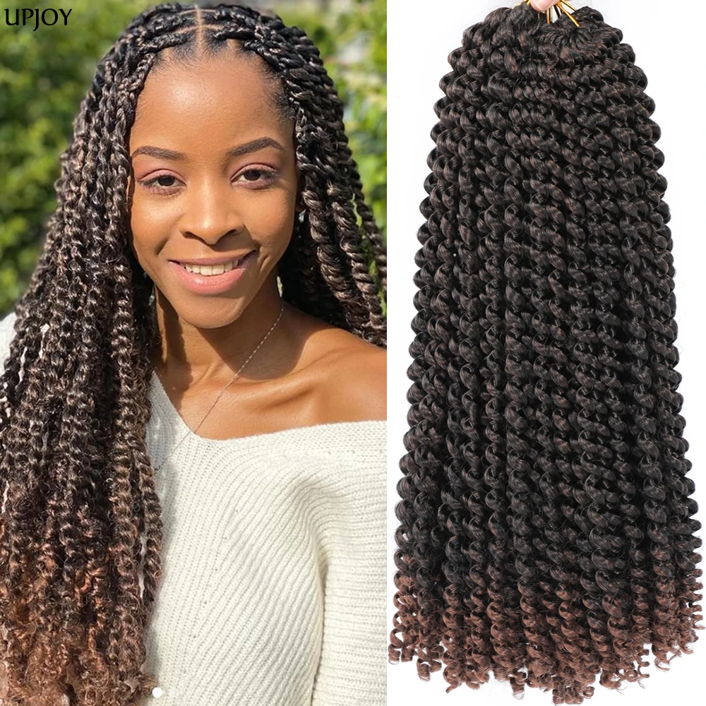 

18-дюймовые волосы Passion Twist, волнистые вязанные крючком волосы, длинные богемные вьющиеся плетеные волосы для искусственных локонов-бабочек, вязанные крючком косички для волос