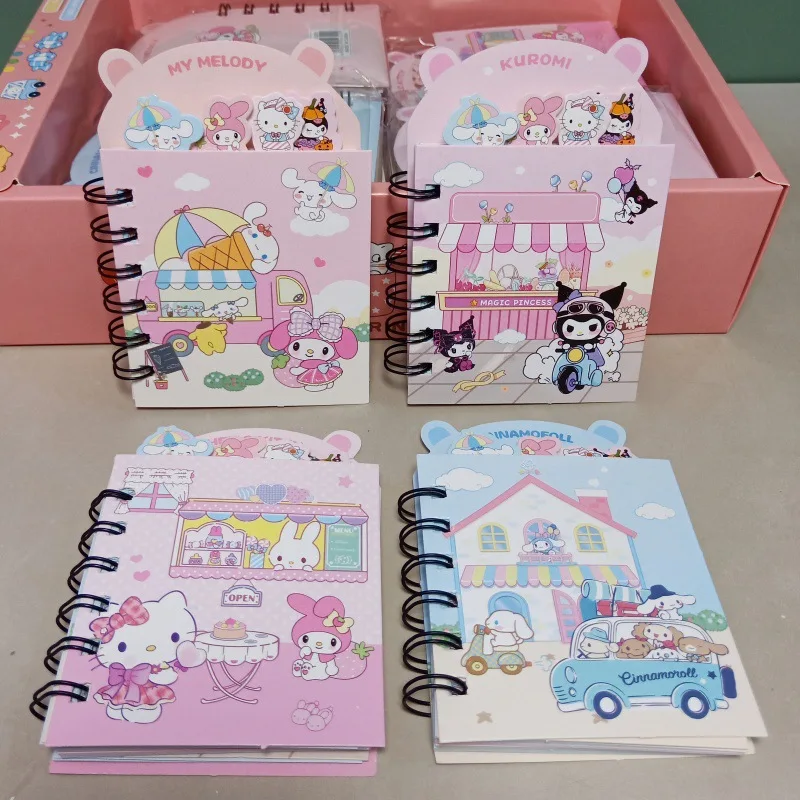 4/24Pcs New Cartoon Anime Separated Page Color Notebook Stitch Kuromi Melody Student Supplies wholesale