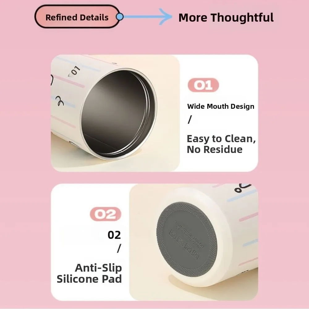 

900ML Straw Insulated Cup Insulation Stainless Steel Straw Cartoon Water Bottle Portable Handle Dust Cover Straw Ton Cup