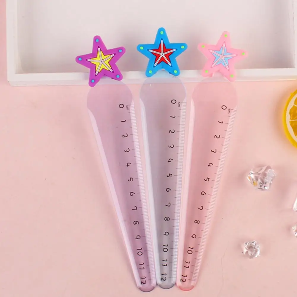 2Pcs  Rulers Modern Funny Cartoon Kids Straight Rulers Anti-fade Non-slip Straight Rulers