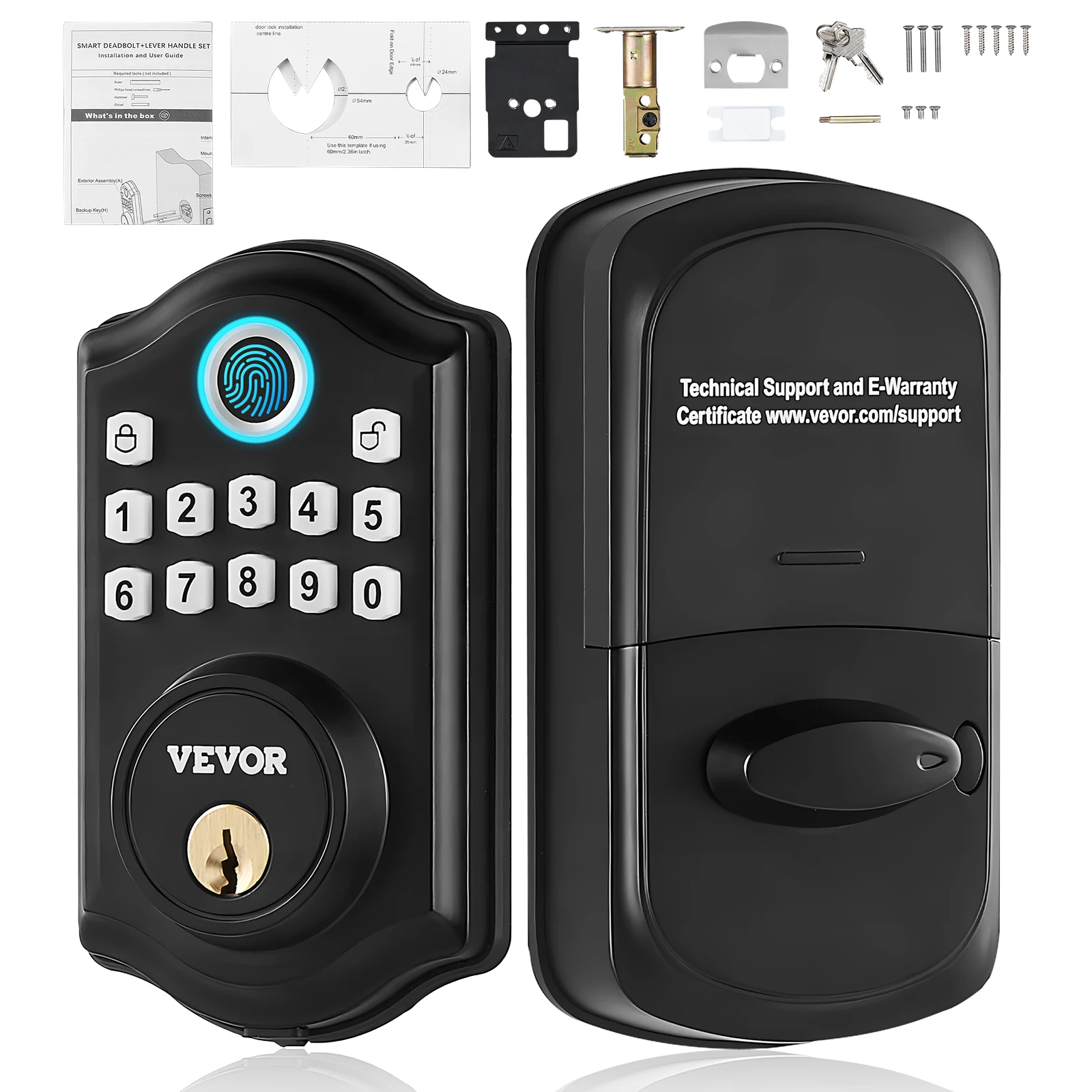 VEVOR Fingerprint Door Lock Keyless Entry Door Lock with Fingerprint/Keypad Code/Key Anti-Peeking Password Electronic Deadbolt