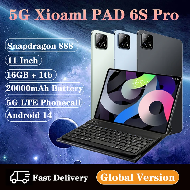 

2024 Глобальная версия Xioami Pad 6S Pro Планшет 11 дюймов HD 4K Android 14 16 ГБ + 1 ТБ 20000 мАч 5G Dual SIM WiFi GPS Планшетный ПК с подарком