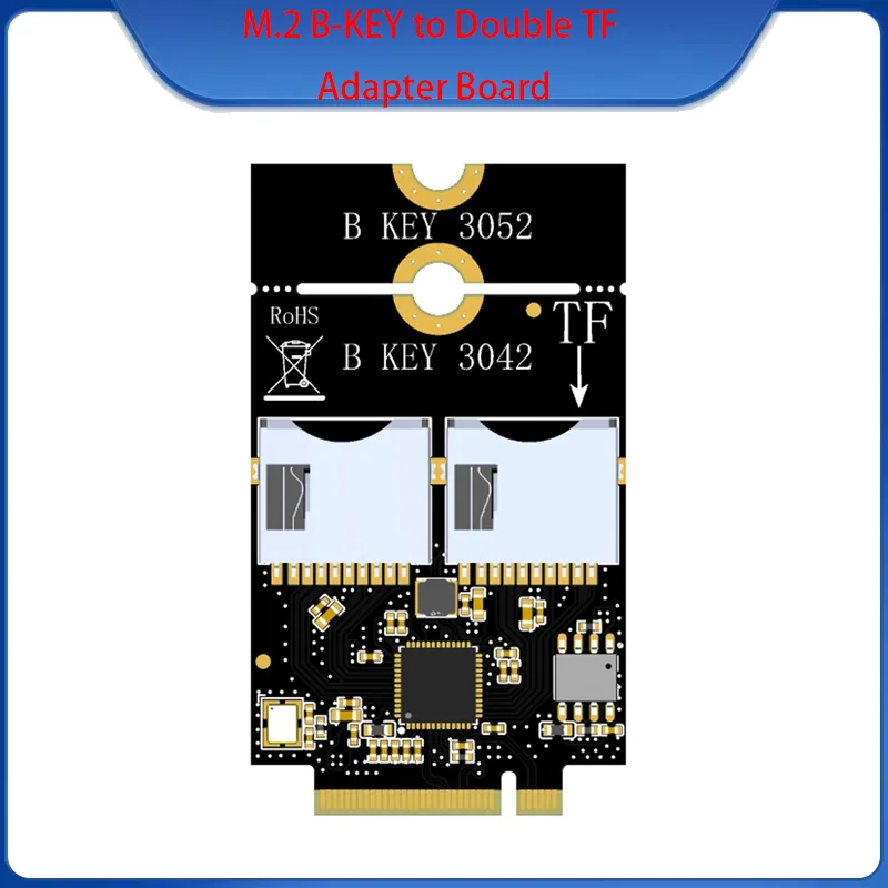 M.2 B-KEY to Double TF Adapter Board Rate 100 - 160M/S Support KEY - B USB3.0  Hot-Swap Stable And Good Performance Design